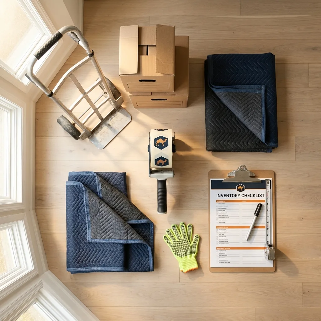 Professional moving supplies and packing materials layout for South Houston residential relocations